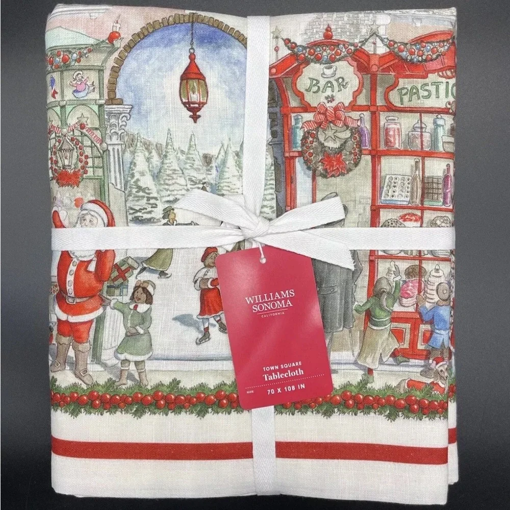 Williams Sonoma Town Square Linen Tablecloth - napkins listed separately